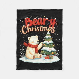 Bear-y Christmas Cute Lar Bear Holiday Pun Gift  Fleece Blanket