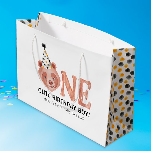 Bear-y Cute 1st Birthday Gift Bag – One Cute (One Cute Birthday Boy Birthday Gift Bag)