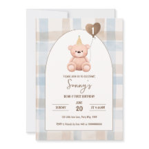 Bear-y First Birthday 1st Party Boho Minimal Bear 