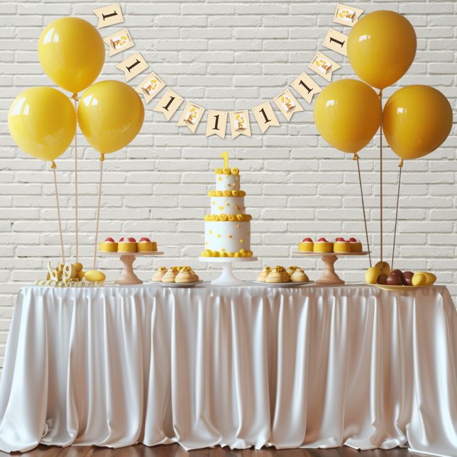Bear-y First Birthday Gender Neutral Yellow Bear Bunting (Creator Uploaded)