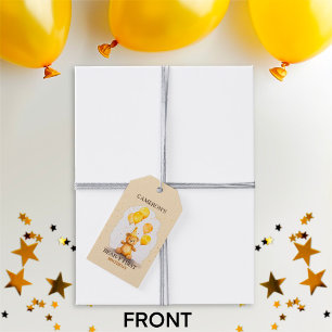 Bear-y First Birthday Gender Neutral Yellow Bear Gift Tags
