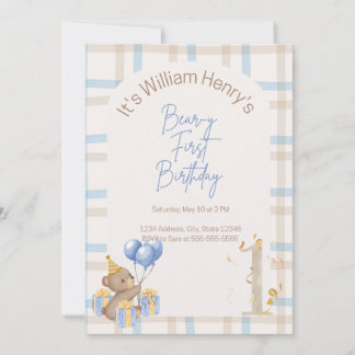 Bear-y First Birthday Invitation