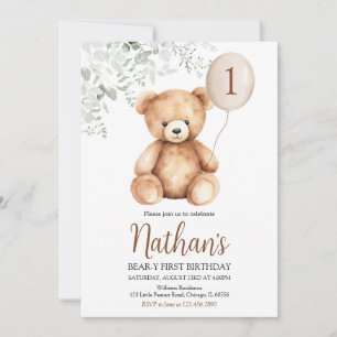 Bear-y First Birthday Invitation
