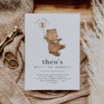 Bear-y First Birthday Invitation<br><div class="desc">A sweet bear holding a cream balloon design,  perfect for your teddy bear's picnic party! You can change the number 1 in the balloon to any number,  and edit all of the other text,  or remove the number if you prefer.</div>