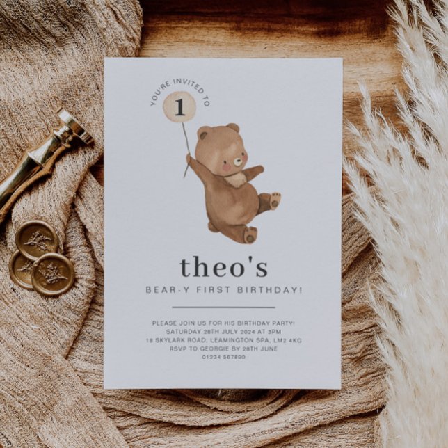 Bear-y First Birthday Invitation (Creator Uploaded)