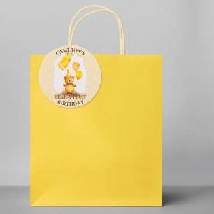 Bear-y First Birthday Yellow Bear Gift Tag