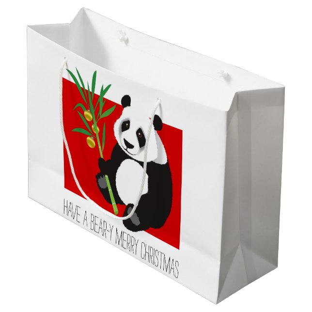 Bear-y Merry Christmas Large Gift Bag (Front Angled)