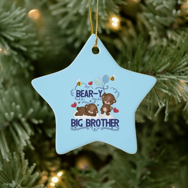 Bear-y Very Big Brother Sibling Pun Ceramic Tree Decoration (Tree)