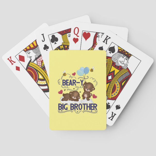 Bear-y Very Big Brother Sibling Pun Playing Cards (Back)