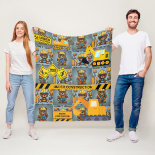 Bear Yellow Construction Enthusiast Fleece Blanket