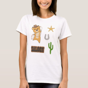 Bear Yellow Cowboy Western Saloon Sticker Pack T-Shirt