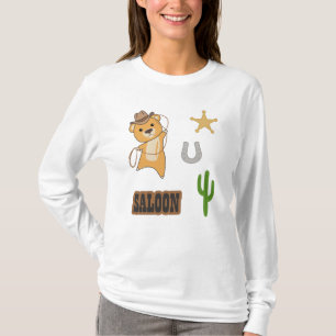 Bear Yellow Cowboy Western Saloon Sticker Pack T-Shirt
