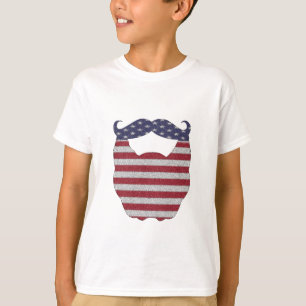 Beard And Moustache American Flag T-Shirt
