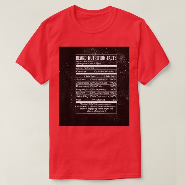 Beard Bear Never Mess With Nutrition Facts T-Shirt (Design Front)