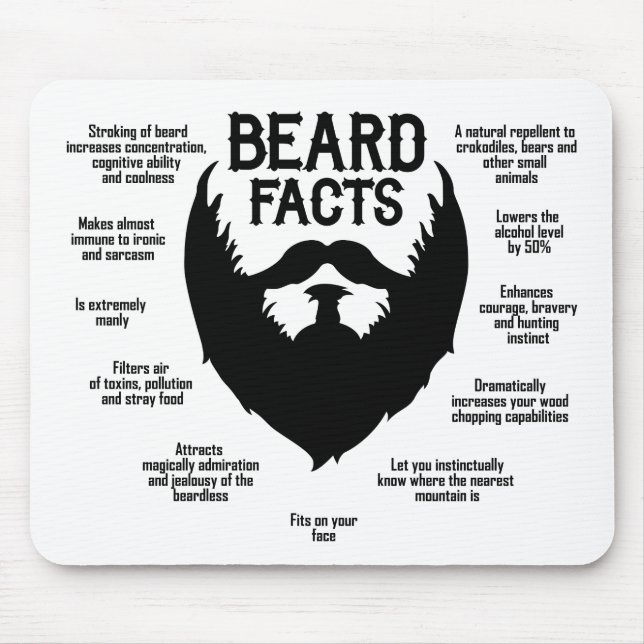 Beard Facts (black) Mouse Mat (Front)