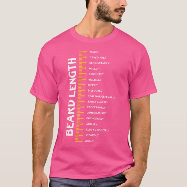 Beard Growth Funny Beard Ruler T-Shirt (Front)