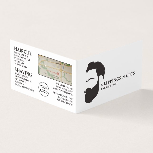 Beard Logo, Men's Barbers, Detailed Loyalty Card, Business Card (Outside)