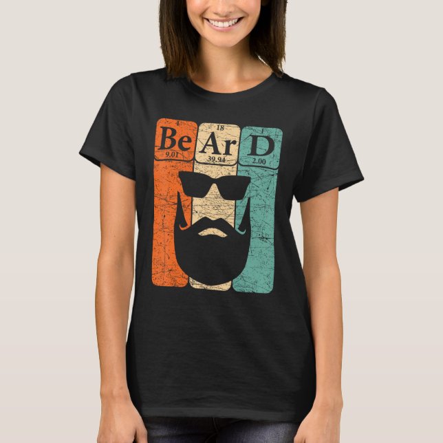 Beard Periodic Table Elements Bearded Man Pogonoph T-Shirt (Front)