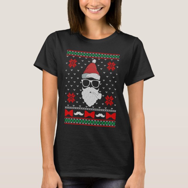 Beard Proud Santa Hipster Ugly Christmas Holiday P T-Shirt (Front)