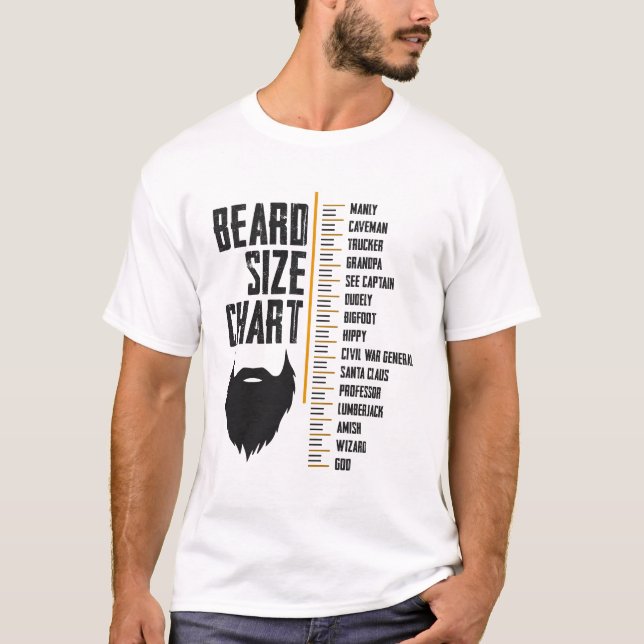 Beard Size Chart Manly Caveman Men  Funny T-Shirt (Front)