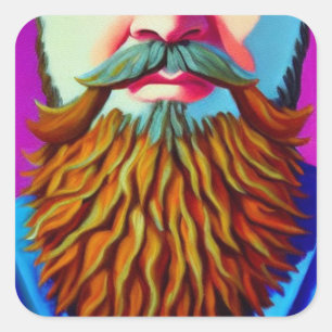 Beard Square Sticker