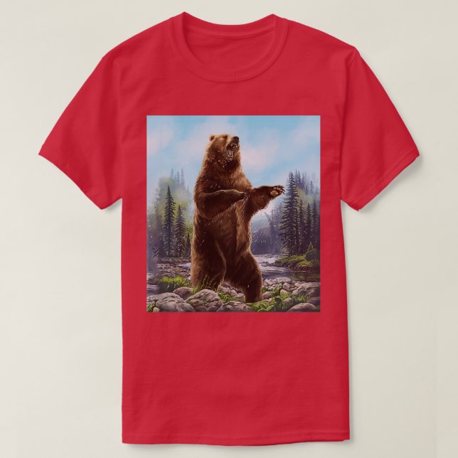 Beard Style al bear painting in the forest T-Shirt (Design Front)