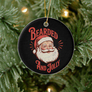 Bearded and Jolly Christmas Beard Funny Retro Ceramic Tree Decoration