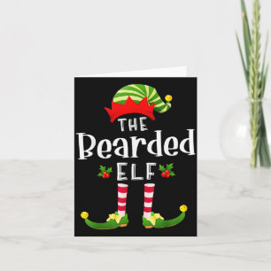 Bearded Christmas Elf Matching Pajama X-mas Party Card