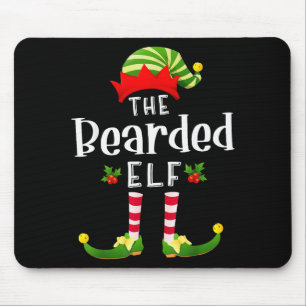 Bearded Christmas Elf Matching Pajama X-mas Party Mouse Mat