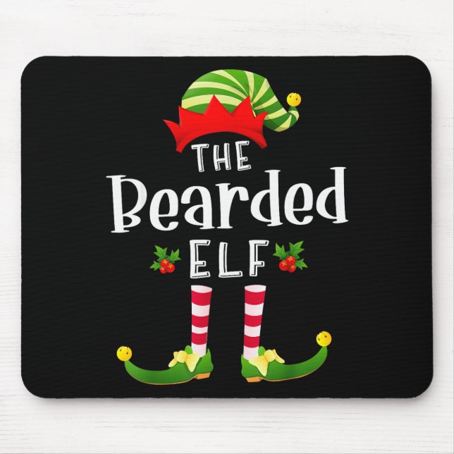 Bearded Christmas Elf Matching Pajama X-mas Party  Mouse Mat (Front)