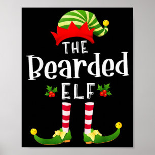Bearded Christmas Elf Matching Pajama X-mas Party  Poster