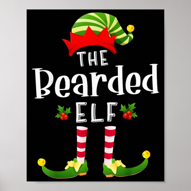Bearded Christmas Elf Matching Pajama X-mas Party  Poster (Front)
