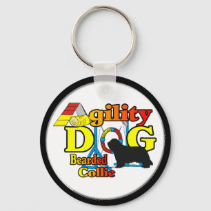 Bearded Collie Agility Gifts Key Ring