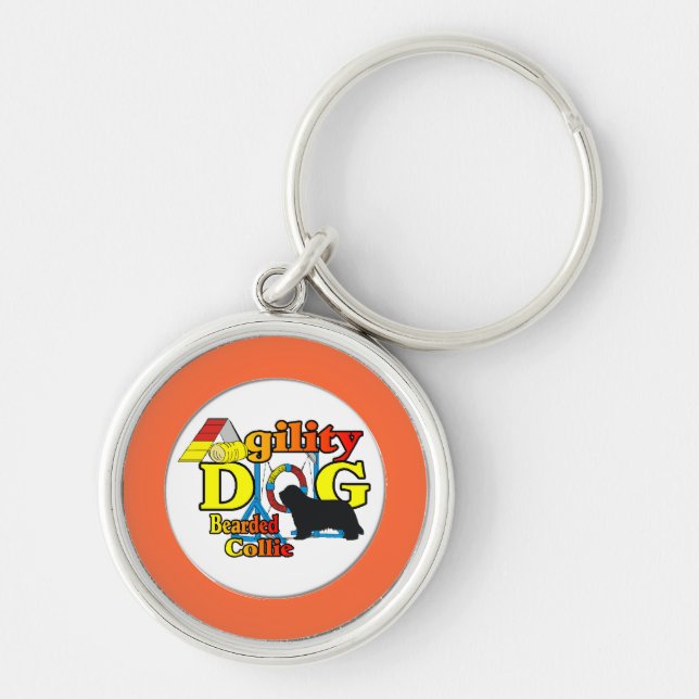 bearded collie agility key ring (Front)
