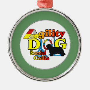 bearded collie agility metal tree decoration