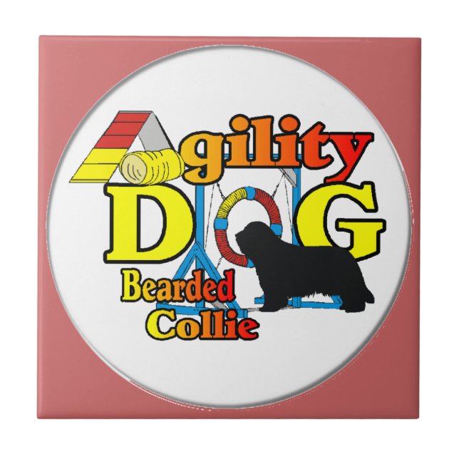 bearded collie agility tile (Front)