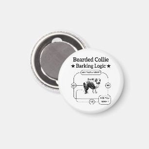 Bearded Collie Barking Logic Funny Dog Sarcastic Magnet