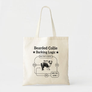 Bearded Collie Barking Logic Funny Dog Sarcastic Tote Bag