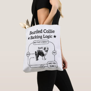 Bearded Collie Barking Logic Funny Dog Sarcastic Tote Bag