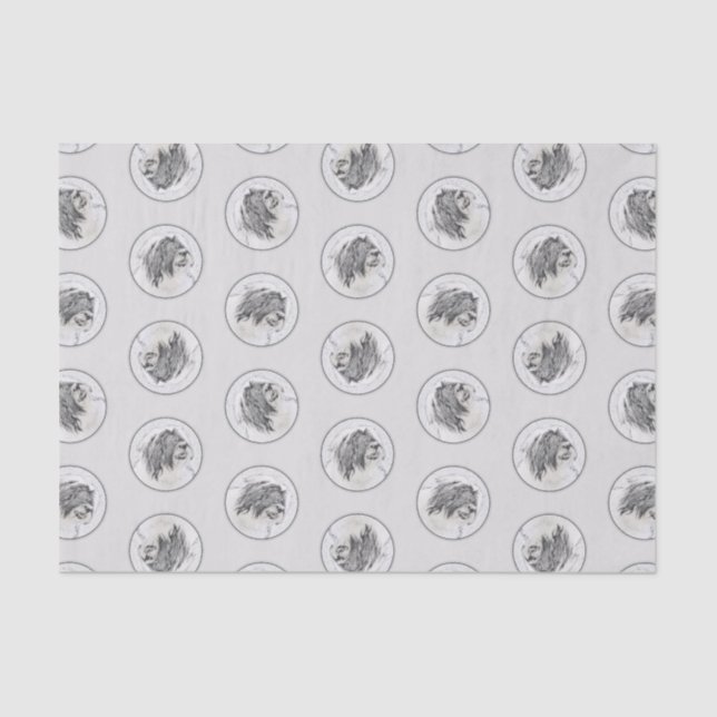 Bearded Collie Beardie Black Drawing Cute Dog Art Tissue Paper (Front)