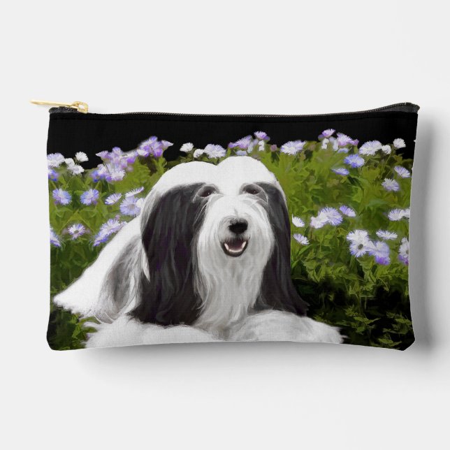 Bearded Collie Beardie Black Painting Cute Dog Art Accessory Pouch (Front)