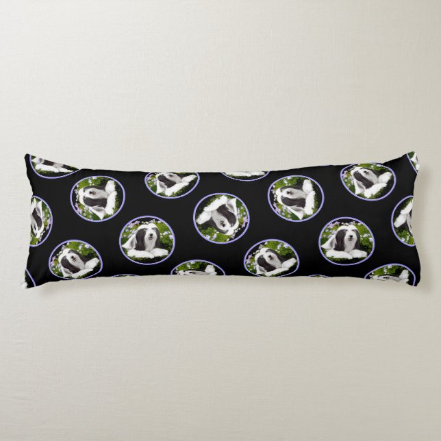 Bearded Collie Beardie Black Painting Cute Dog Art Body Cushion (Front)