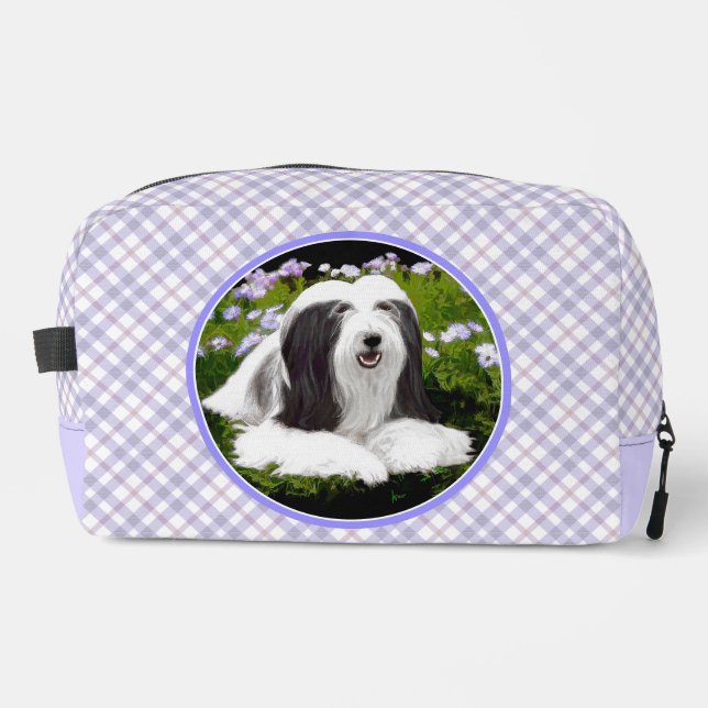Bearded Collie Beardie Black Painting Cute Dog Art Dopp Kit (Front)