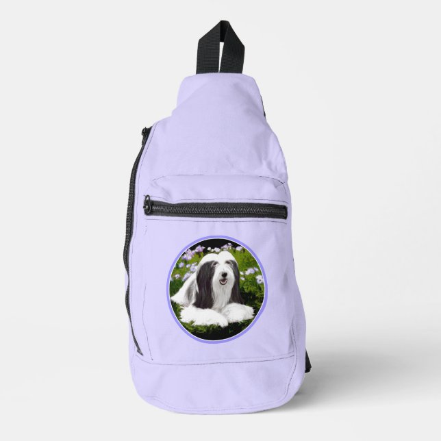 Bearded Collie Beardie Black Painting Cute Dog Art Sling Bag (Front)