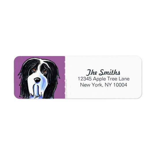 Bearded Collie Beardie Purple Block Return Address Label