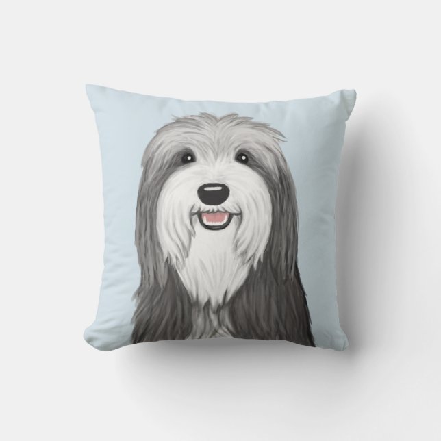 Bearded Collie Cartoon Dog Cushion (Front)