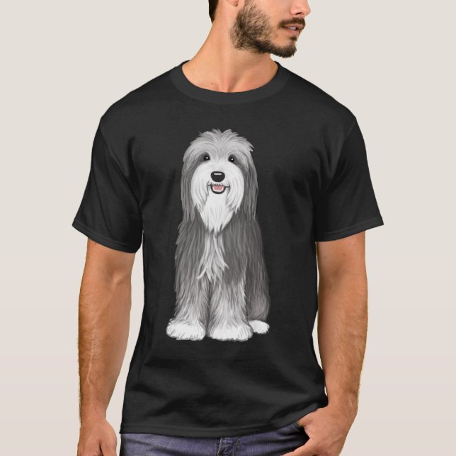 Bearded Collie Cartoon Dog | Cute Beardie Lover's T-Shirt (Front)