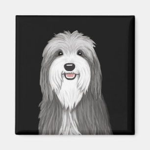 Bearded Collie Cartoon Dog Magnet