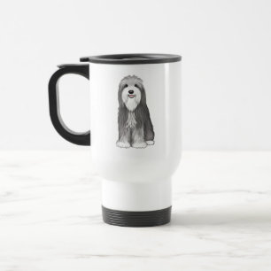 Bearded Collie Cartoon Dog Travel Mug