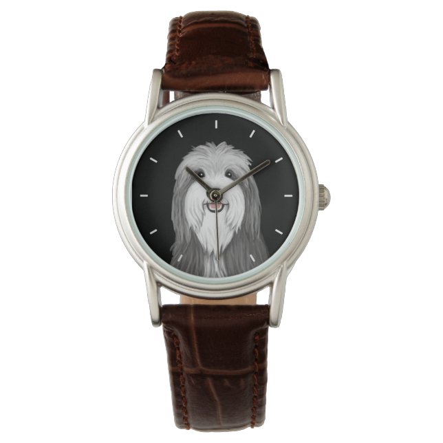 Bearded Collie Cartoon Dog Watch (Front)